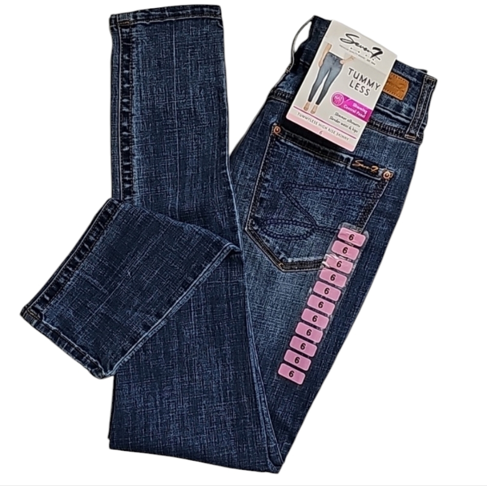 🆕️Seven7 Tummyless Highrise Blue Skinny Jeans. Women's Size: W6x29.5L.